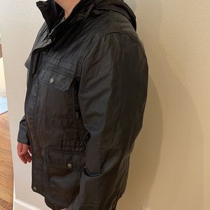 COACH Waxed Cotton Field Jacket Utility Coat Packable Hood MEN XL X-LARGE